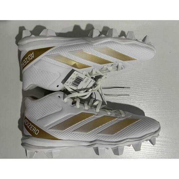 Adidas Adizero Impact.2 MD Mens Shoes Sz 9 White Gold Lace-Up Football Cleats - Picture 4 of 8